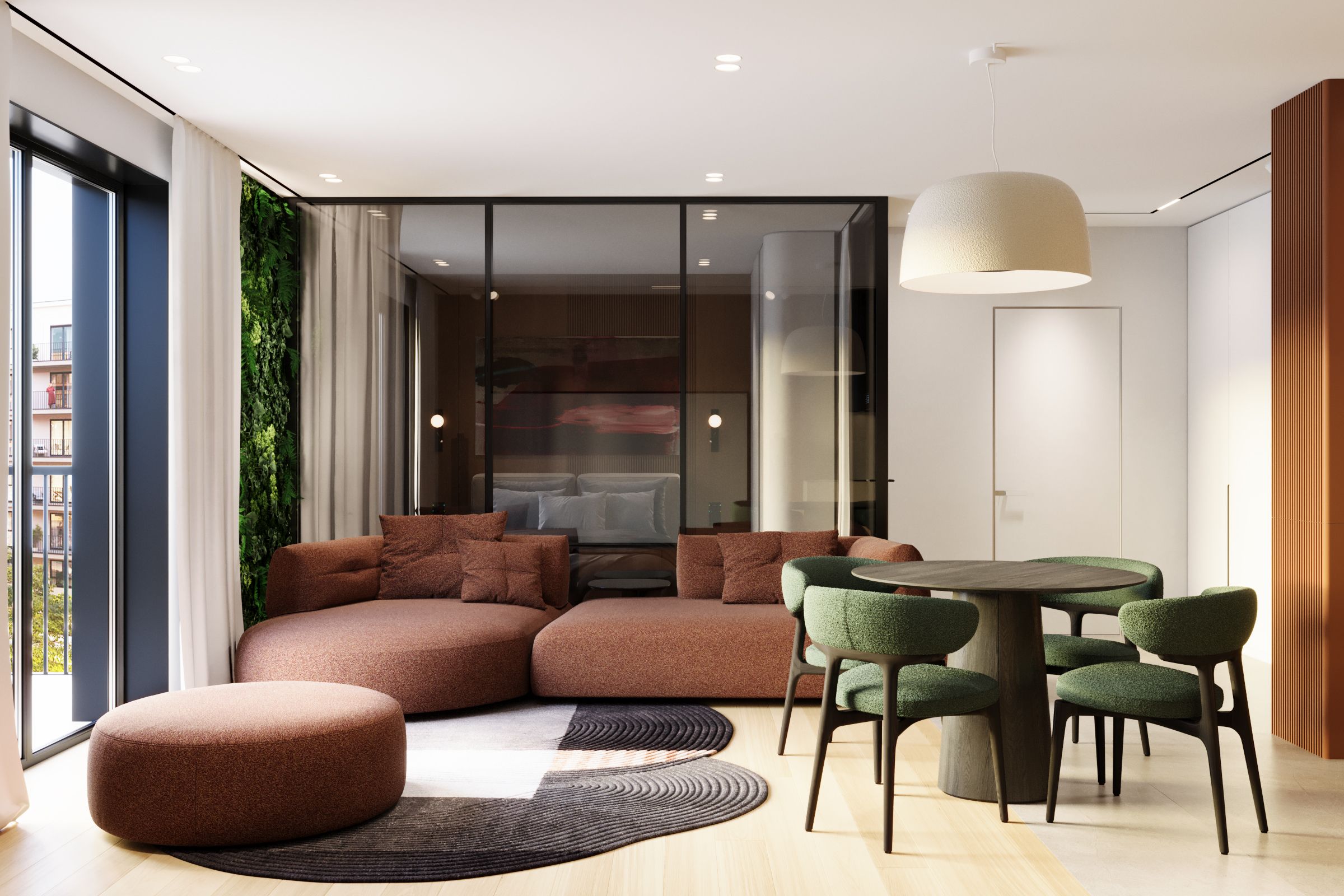 Светлая гостиная в ЖК Депо northwaterfront Минск